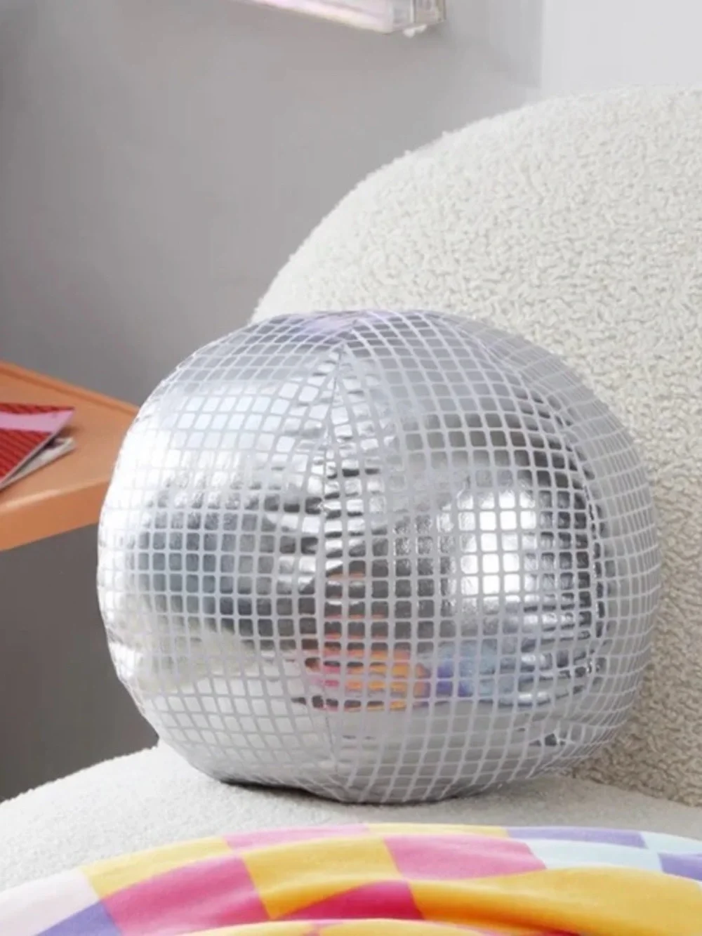 Silver Disco Ball Pillow - Modern Home Accent